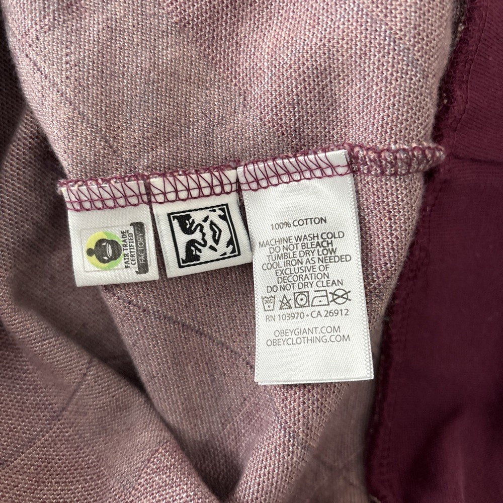 Obey Mens Medium Long Sleeve Polo Shirt Argyle pattern 100% cotton preppy - Picture 7 of 8